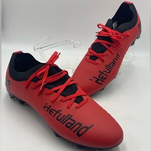 Hefulland Professional Men's Waterproof Red/Black Breathable Soccer Cleats Shoes